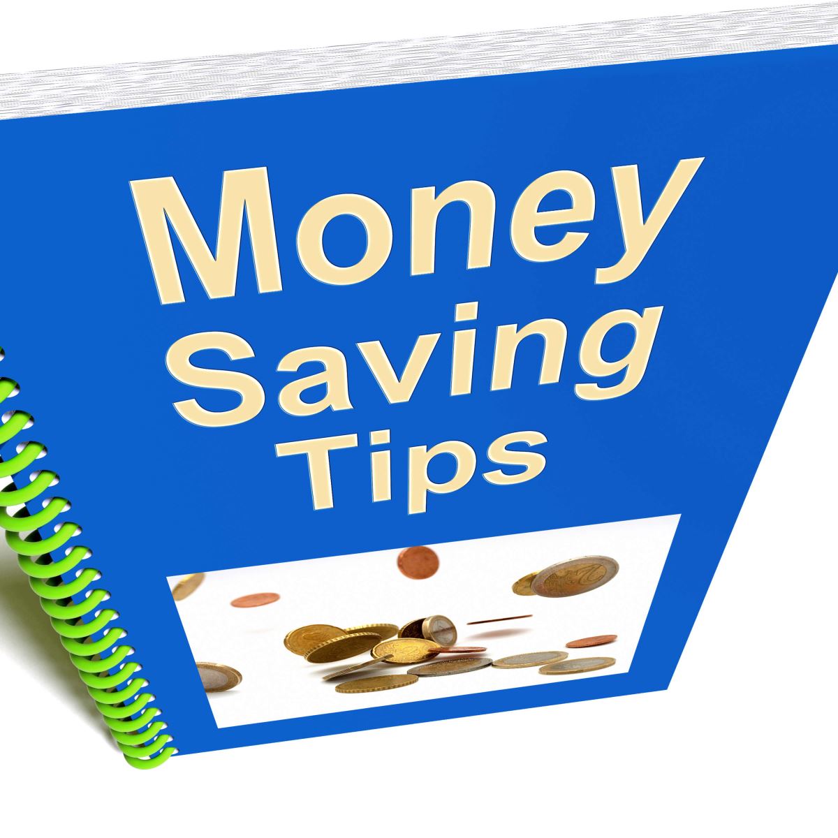 Stock image of a handbook titled Money Saving Tips